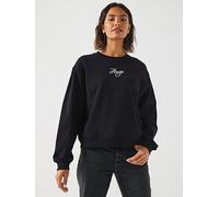 HUGO Oversized-fit cotton-terry sweatshirt with glitter logo - Style Deroxina_6, 50550149 Black L