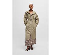 HUGO Long-length belted parka jacket in seersucker fabric - Style Fatjon-1, 50534621 Beige L