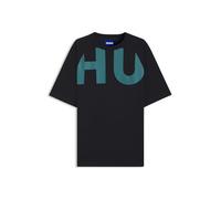 HUGO Loose-fit T-Shirt in Cotton Jersey with Wraparound Logo Black