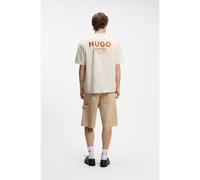 HUGO Loose-fit T-shirt in cotton with rear logo artwork - Style Nalono, 50509776 Natural S