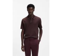 HUGO Luxury-cotton polo shirt with contrast trims - Style Dalumo, 50553045 Dark Brown S