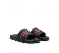 Hugo Match Mens Slides With Logo Strap NOS - Black PVC - Size UK 8