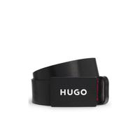 HUGO Matte leather belt with branded plaque buckle - Style Gilao-Z_Sz35, 50536879 Black 30