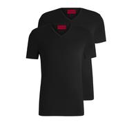 Hugo Mens 2 Pack of V-Neck T-Shirts in Black Cotton - Size 2XL