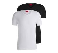 Hugo Mens 2 Pack of V-Neck T-Shirts in Multi colour - Multicolour Cotton - Size Large