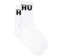 Hugo 2 Pack QS Rib Iconic Mens Combed Cotton Socks - White - Size 6-12 (UK Shoe)