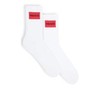 HUGO Mens 2P QS RIB LABEL CC Two-pack of short-length socks with red logo labels