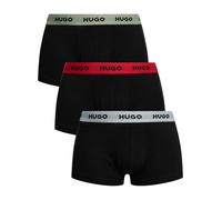 HUGO Men's 3 Pack Cotton Stretch Trunks, Black