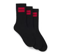 HUGO Men's 3 Pack Label Quarter Socks, Black, One Size
