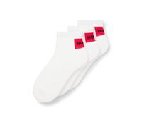 Hugo Mens 3 Pack of Logo Ankle Socks in White Cotton - Size UK 5.5-8