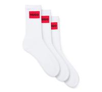 Hugo Mens 3 Pack of Red Logo Socks in White Cotton - Size UK 9-12