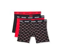 HUGO Men's 3 Pack Stretch Cotton Boxer Briefs, Black/Black Multi/Chili Pepper Red, XXL