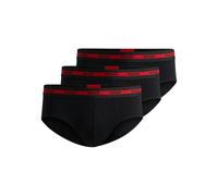 HUGO Mens HIPBR Triplet Planet Three-Pack of Logo-Waistband Briefs in Stretch Cotton