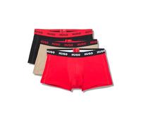 HUGO Men's 3 Pack Stretch Cotton Trunk, Dark Black/Bright Red/Fall Rock Beige, S (Pack of 3)