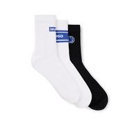 HUGO Mens 3P QS BLUE DESIGN CC Three-pack of cotton-blend socks in a short length