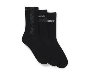 HUGO Mens 3P QS RIB GEO CC Three-pack of short socks with logo details