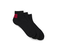 HUGO Mens 3P SH RIB LABEL CC Three-pack of ankle socks with red logo labels