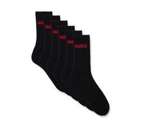 HUGO Mens 6P QS RIB LOGO CC Six-pack of quarter-length socks with logo detail