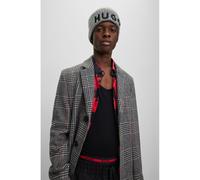 Hugo Mens Accessories Embroidered Logo Winter Beanie in Silver Wool (archived) - One Size