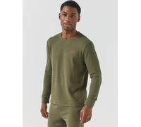HUGO Mens Austin Waffle Texture Long Sleeve Loungewear Top, Dark Green, Size S, Men Dark Green