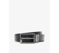 Hugo Mens Black Logo-embossed Leather Belt 38