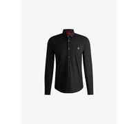 Hugo Mens Black Logo-embroidered Slim-fit Stretch-cotton Shirt Xxl