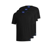 HUGO Mens BLUE3 Naolo Three-Pack of Logo-Detail T-Shirts in Cotton Jersey Black