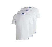 HUGO Mens BLUE3 Naolo Three-Pack of Logo-Detail T-Shirts in Cotton Jersey White