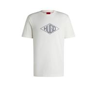 HUGO Mens Dalendi Cotton-Jersey T-Shirt with Geometric Logo Embroidery
