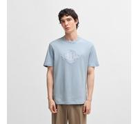 Hugo Mens Dalendi Geometric Logo T-Shirt in Blue Cotton - Size Medium