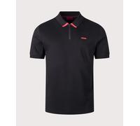 HUGO Dalomino Mens Short Sleeve Zip Placket Polo Shirt with Contrast Logo -