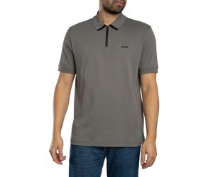 HUGO Men's Dalomino Zip Polo Shirt, Grey