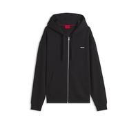 HUGO Mens Dapozip Cotton-terry zip-up hoodie with logo print Black