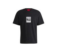 HUGO Mens Darthy Cotton-Jersey T-Shirt with Dog Graphic Black