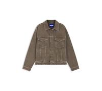 HUGO Mens Dex Regular-fit jacket in washed denim