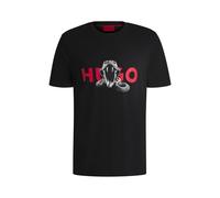 HUGO Oversized-fit T-shirt in cotton with animal graphic - Style Deyladec, 50530607 Black L