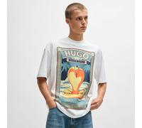 Hugo Mens Dicobri Graphic Print T-Shirt in White Cotton - Size Medium