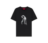 HUGO Mens Didug Cotton-jersey T-shirt with dog artwork