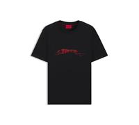 HUGO Mens Didug Cotton-Jersey T-Shirt with Dog Artwork Black