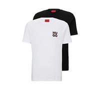 HUGO Mens Dimento Two-Pack of T-Shirts in Cotton with Stacked Logos