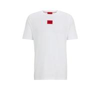 Hugo Mens Red Logo Patch Sustainable T-Shirt - White - Size Medium