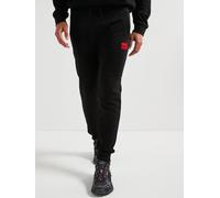 HUGO Mens Doak Red Patch Regular Fit Drawstring Ribbed Cuff Jogging Bottoms, Black, Size Xl, Men Black