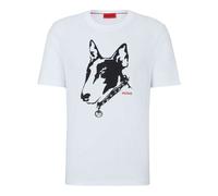 Hugo Mens Dog Print T-Shirt - White - M - White