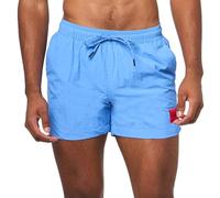 HUGO Men's Dominica Patch Logo Quick Dry Swim Trunks, Granada Sky Blue, Large