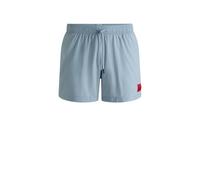 HUGO Mens Dominica Recycled-Material Swim Shorts with red Logo Label