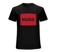 Hugo Mens Dulive222 Cotton T-Shirt with Red Logo Label Black S