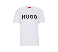 HUGO Mens Dulivio Contrast-Logo T-Shirt in Cotton Jersey White
