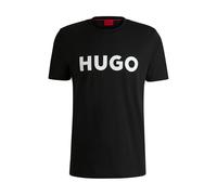 HUGO Mens Dulivio Cotton-Jersey Regular-fit T-Shirt with Contrast Logo Black