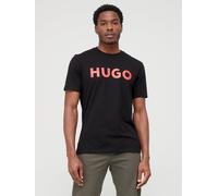 HUGO Mens Dulivio Large Logo Regular Fit T-Shirt, Black, Size Xs, Men Black