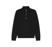 HUGO Mens Durty244 Logo-print zip-neck sweatshirt in cotton terry Black
